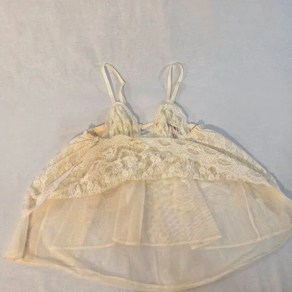 VICTORIA'S SECRET Y2K Fairy Lacy Sheer Ivory Babydoll Top Size M Never Worn! - Picture 9 of 16